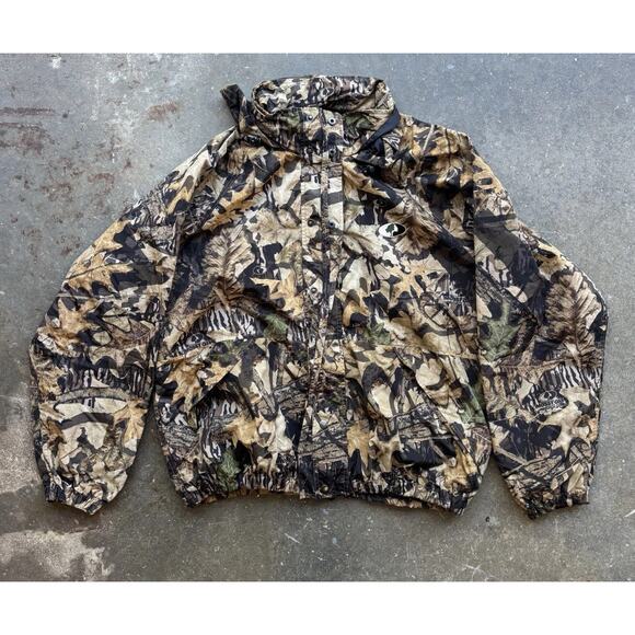 Mossy Oak Forest Floor Camo Hunting Jacket Men’s Size Large Removable Good Y2k - Picture 1 of 8